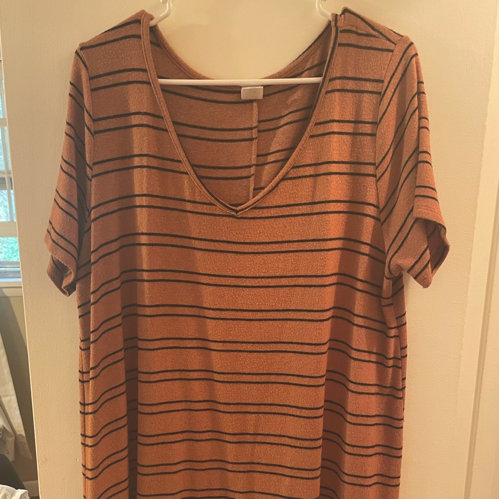 Short sleeve striped sweater top